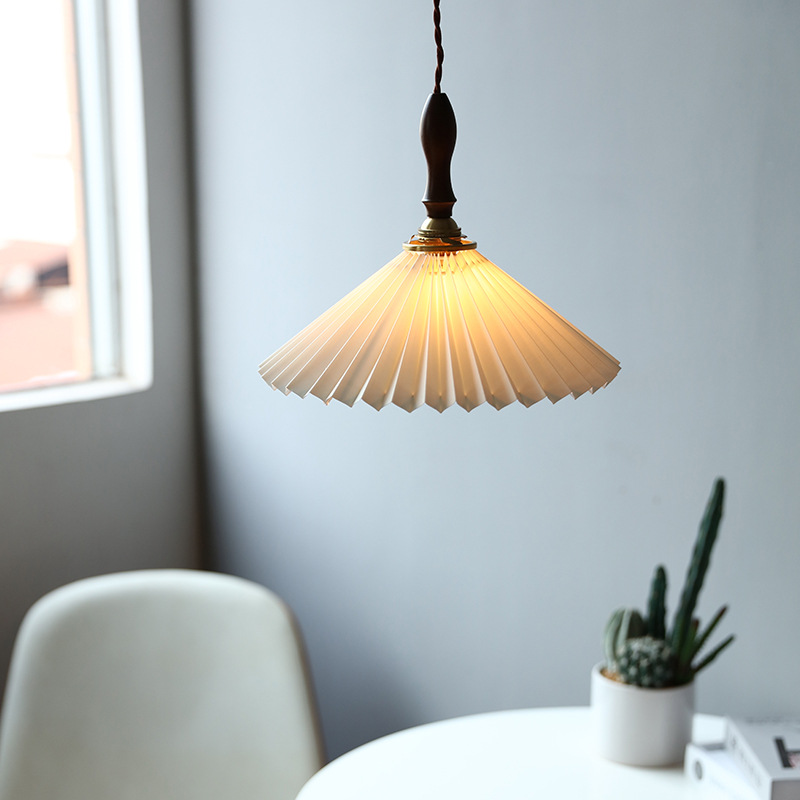 Nordic pleated chandelier walnut