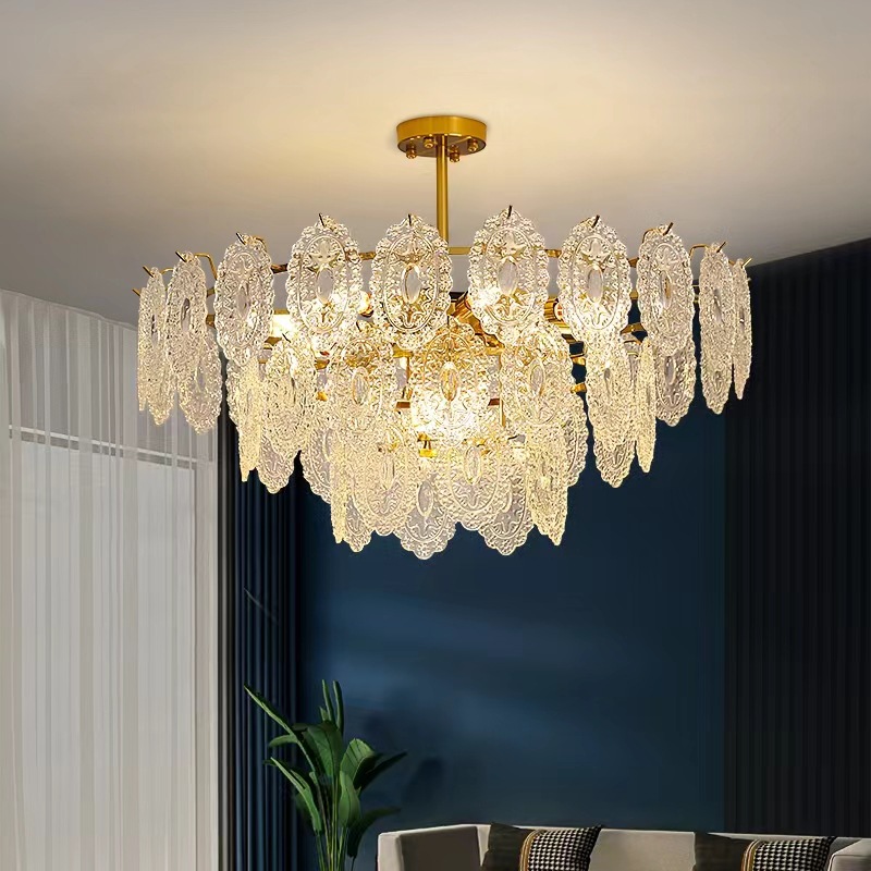 French palace style Italian crystal glass light luxury bedroom living room dining room lighting