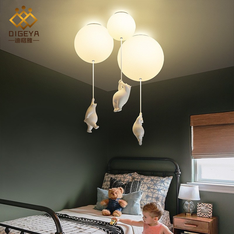 Northern Europe modern personality bear light network red cartoon children's room creative warm aisle balcony bedroom ceiling light