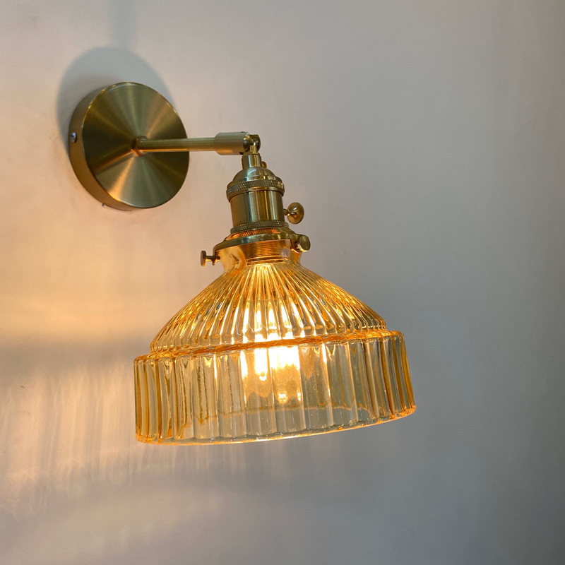 Glass brass wall lamp artistic fresh air corridor wall lamp mirror headlamp bedroom headlamp